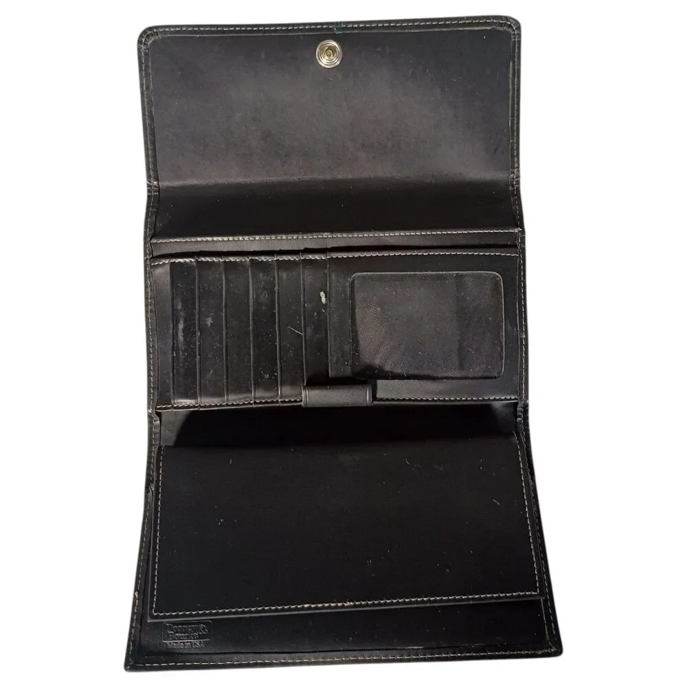 Dooney & Bourke Black Leather Shopper Tote Bag & Wallet w/Checkbook Vintage USA